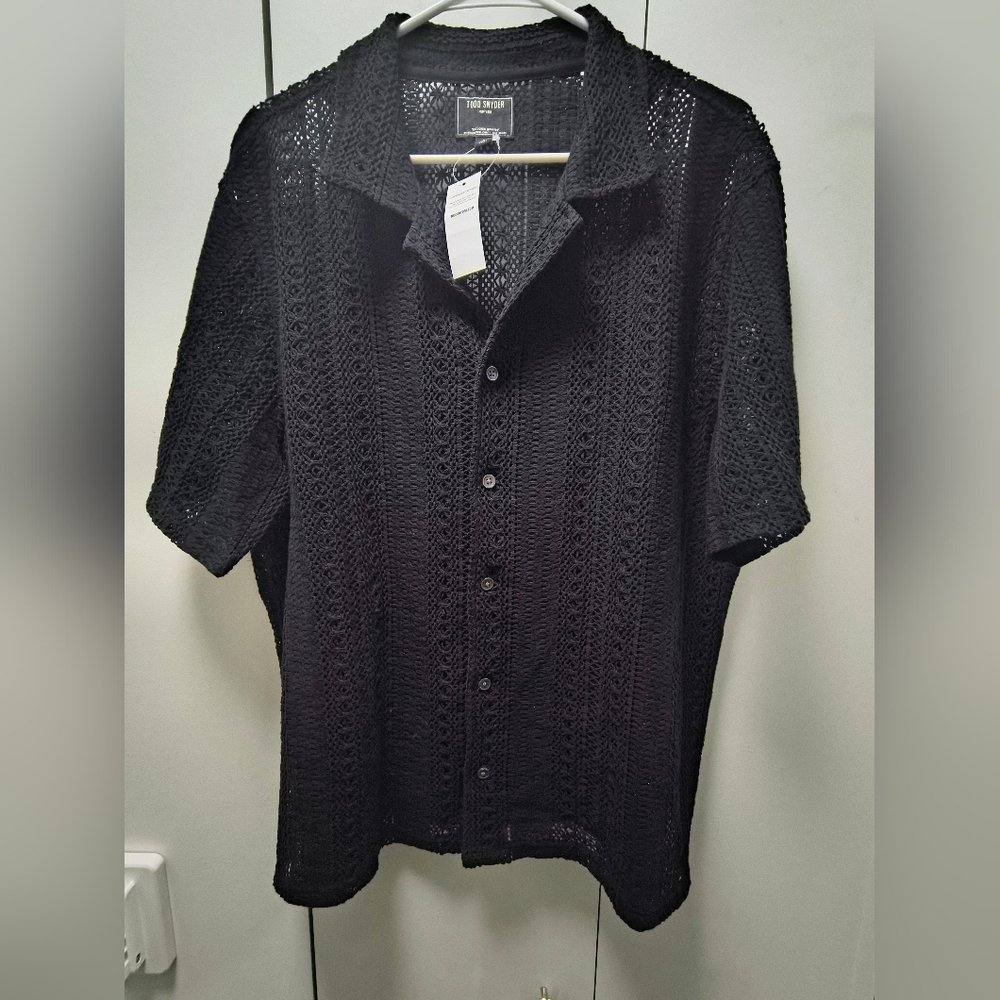 Todd Snyder. Made In Italy. Lace  Knit Cabana Shirt. 100% Cotton